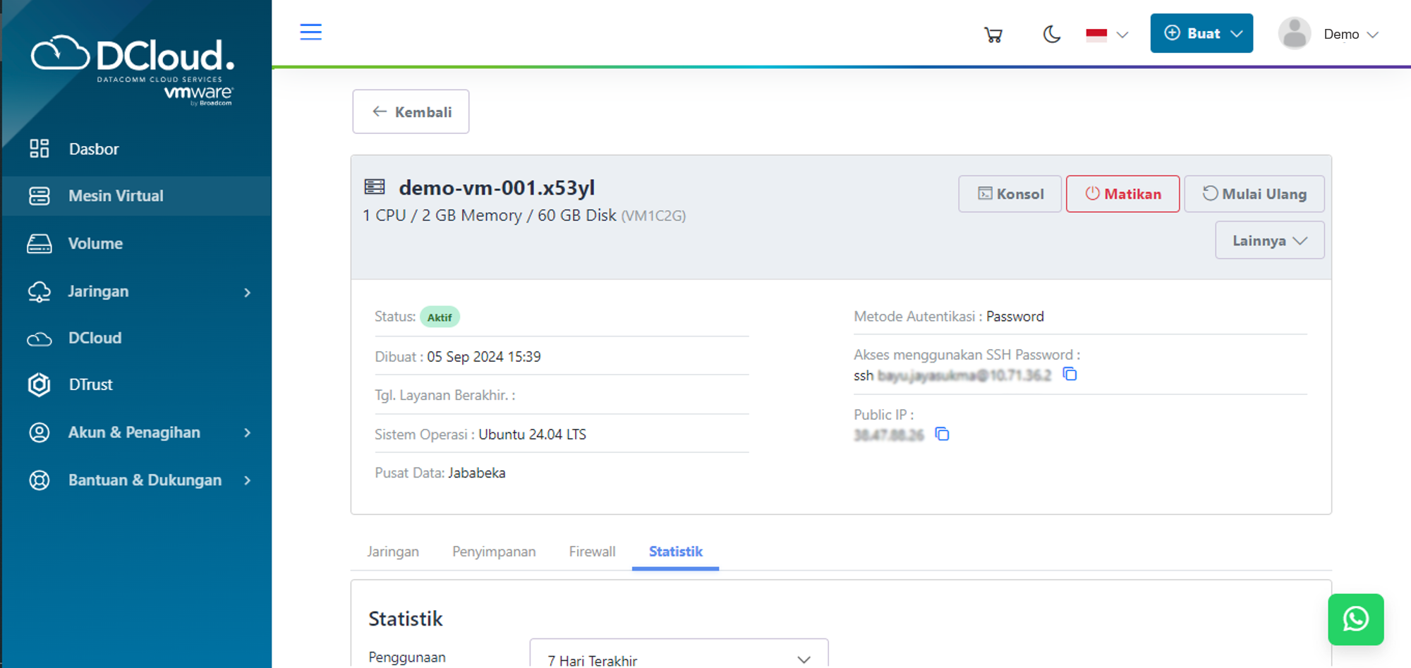 DCloud VMware Instance Detail